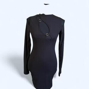 Stunning black mini bodycon dress with a subtle sheen Size 4 NEW